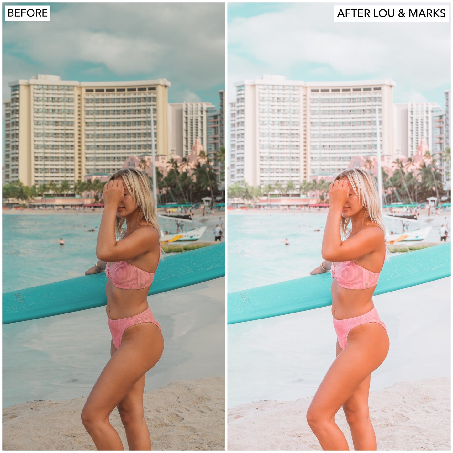 colorful summer lightroom presets lou marks photo filters vsco etsy pink bright travel blue ocean sea