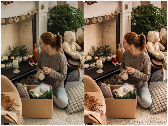 10 Mobile Lightroom Presets Lightroom Desktop and Presets, warm instagram presets, Winter Indoor presets, Holiday presets - Christmas Mood