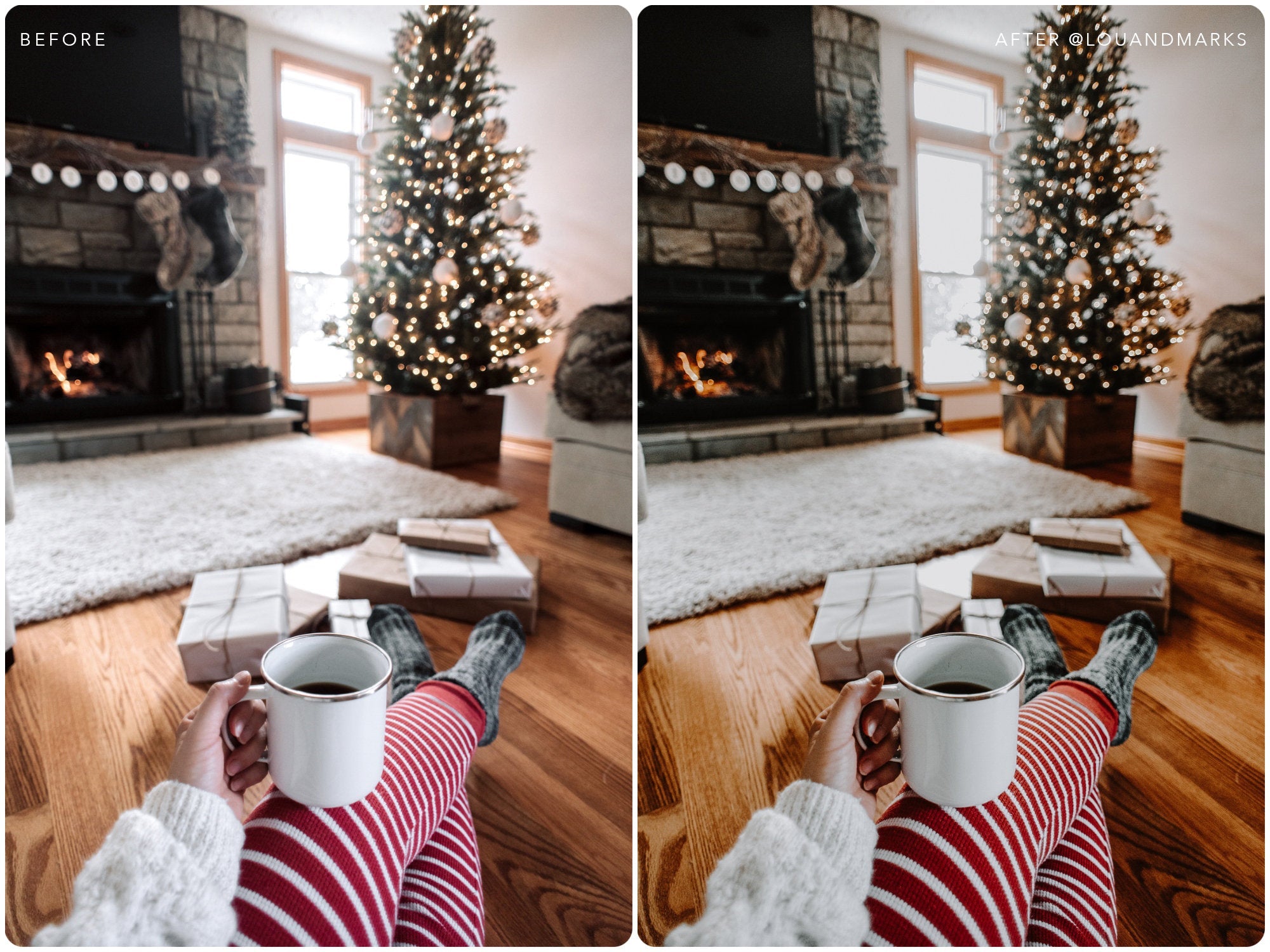 Rich Holiday Presets, Photo presets for Lightroom Mobile, Light Mobile Presets for blogger Instagram Christmas by Lou Marks Lightroom Preset