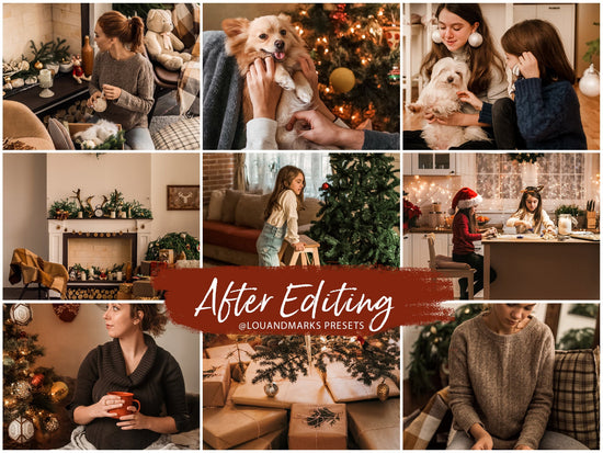 10 Mobile Lightroom Presets Lightroom Desktop and Presets, warm instagram presets, Winter Indoor presets, Holiday presets - Christmas Mood